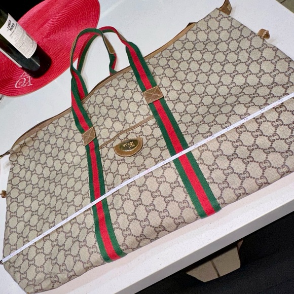 GUCCI GG Plus Supreme Web Sherry Line Tote Bag
Beige Red Green Auth - Picture 3 of 16